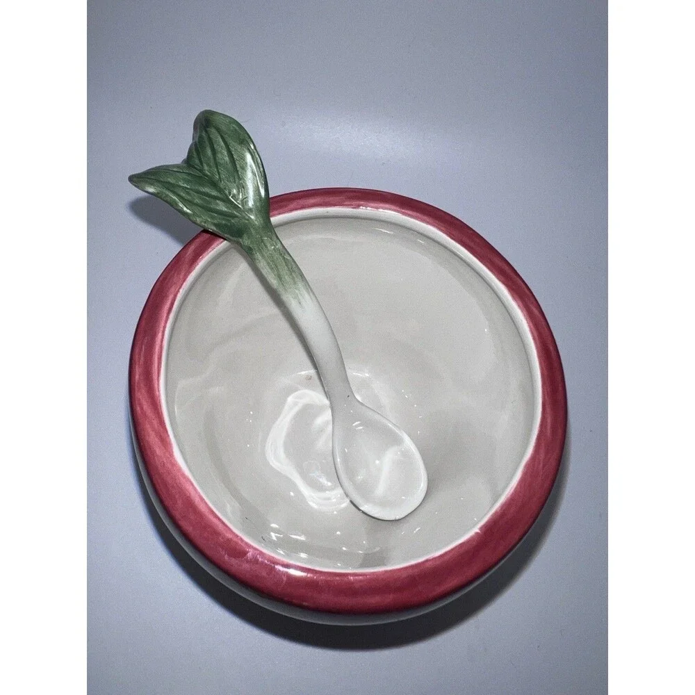 Fitz & Floyd Country Gourmet Apple Ceramic Jam/Jelly Jar with Spoon & Lid Rare